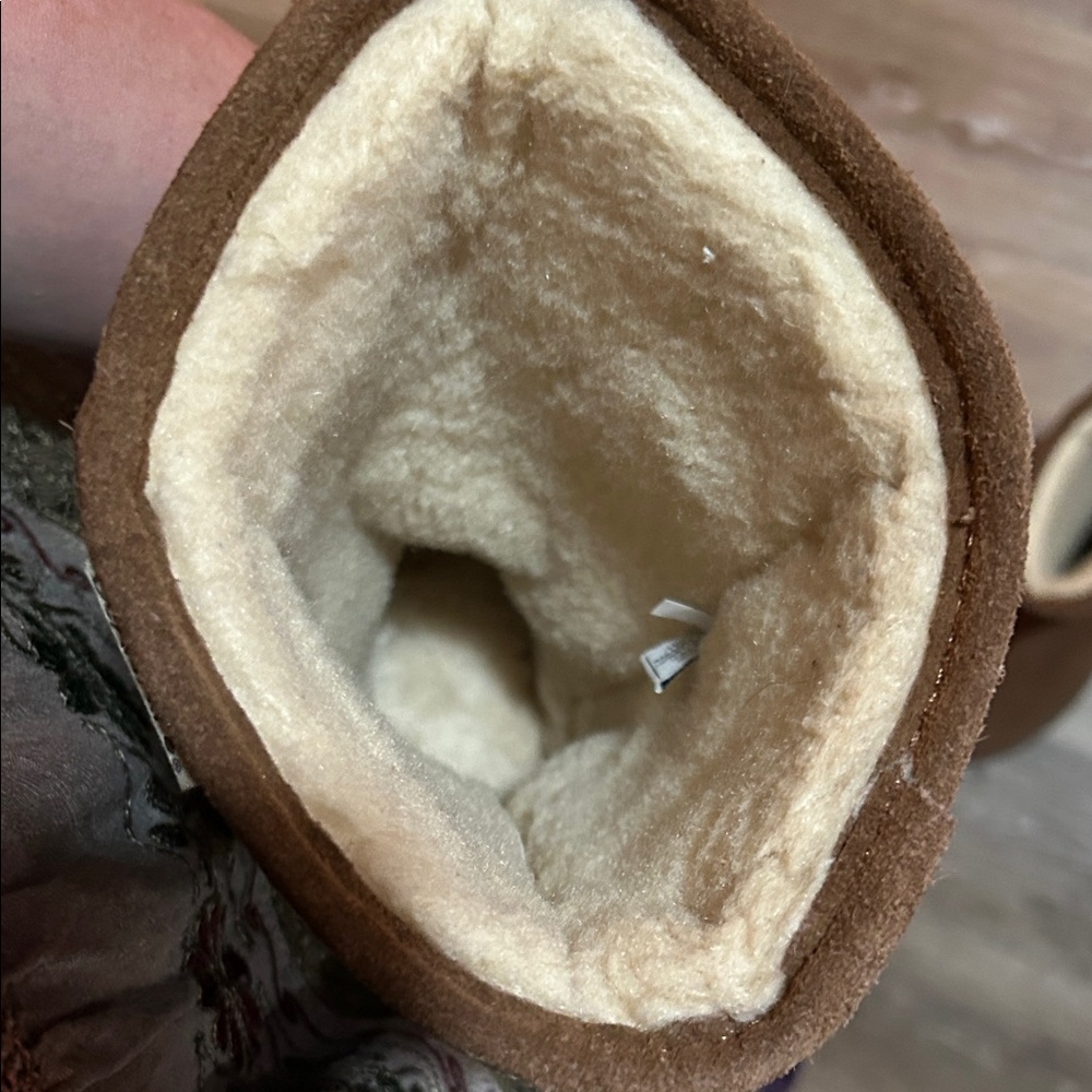 BearPaw Tall Chestnut Genuine Suede Sheepskin Boots - Picture 12 of 12